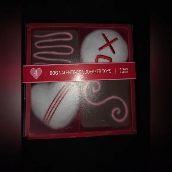 Valentine's Dog Squeaker Toys Set - Pink, White, Brown - Picture 1 of 2